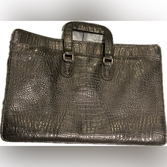 Apri black leather laptop tote - Picture 1 of 3